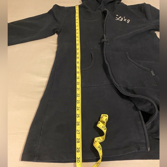 XOXO Loungewear Robe Coverup Zip Front Hoodie Black/Silver Sz M - Picture 7 of 9